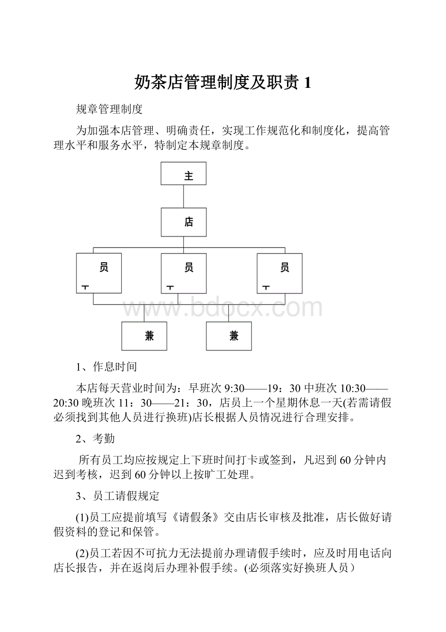 奶茶店管理制度及职责1Word文件下载.docx_第1页