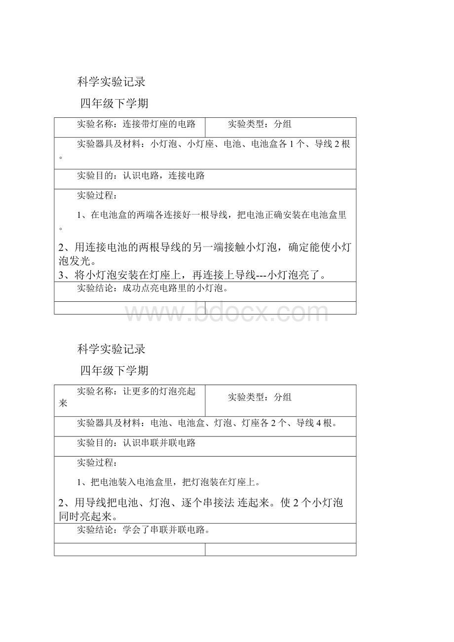 小学科学四年级分组实验记录下学期文档格式.docx_第2页