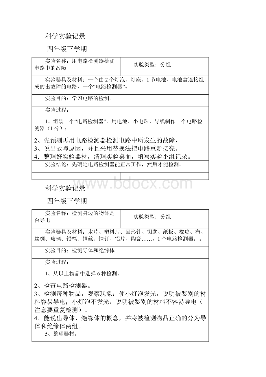 小学科学四年级分组实验记录下学期文档格式.docx_第3页