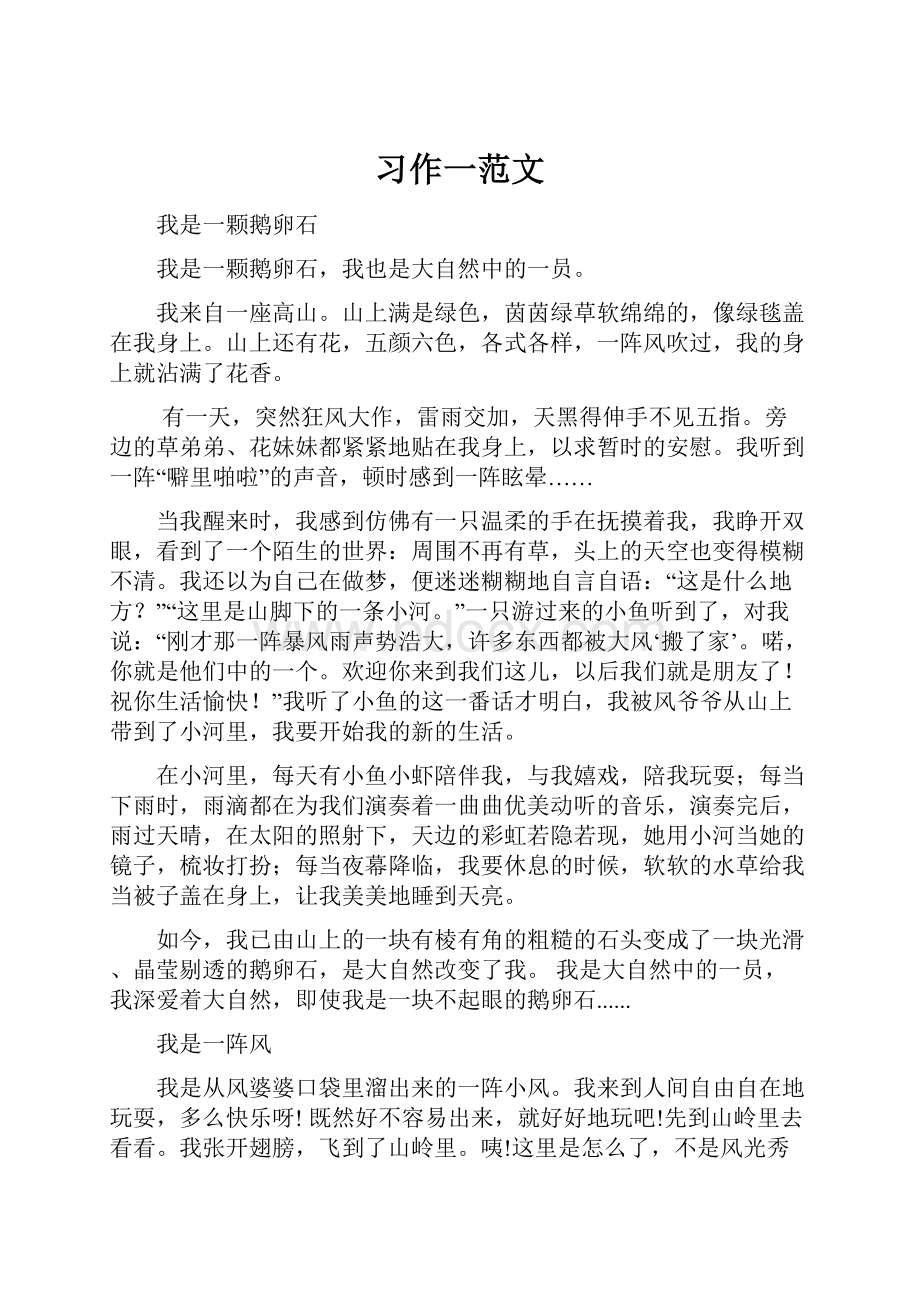 习作一范文Word格式文档下载.docx