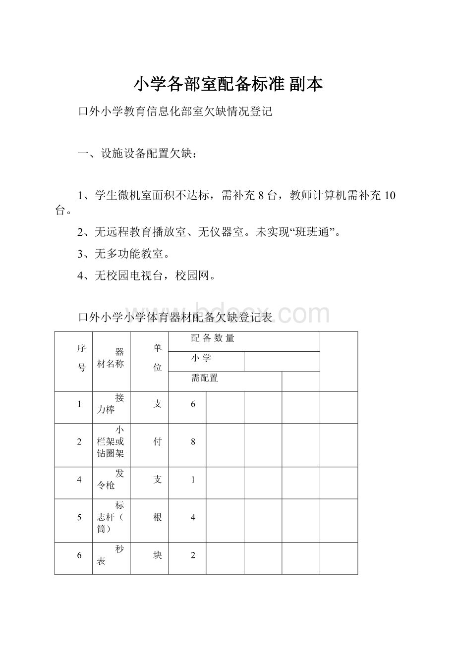 小学各部室配备标准副本文档格式.docx_第1页