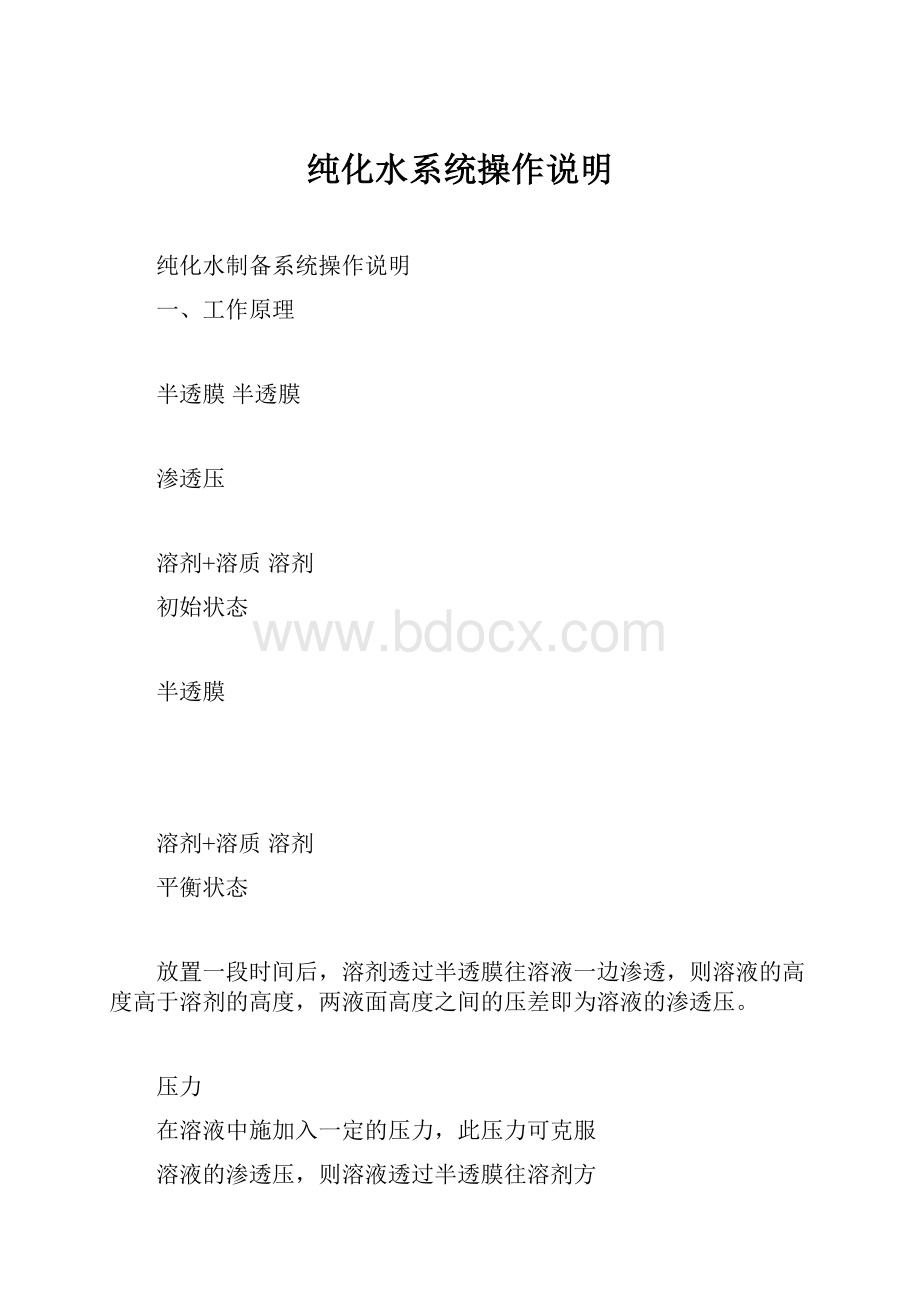 纯化水系统操作说明文档格式.docx