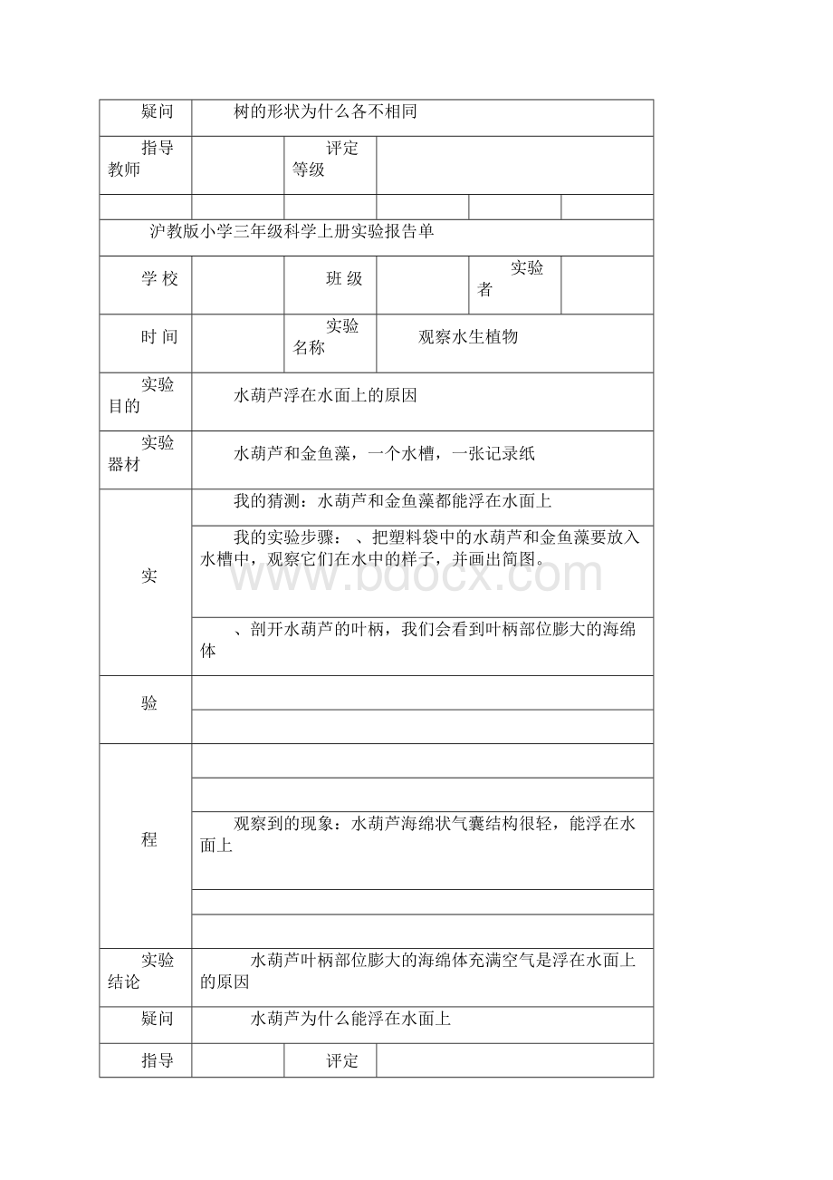 教科版小学三年级科学上册实验报告单文档格式.docx_第3页