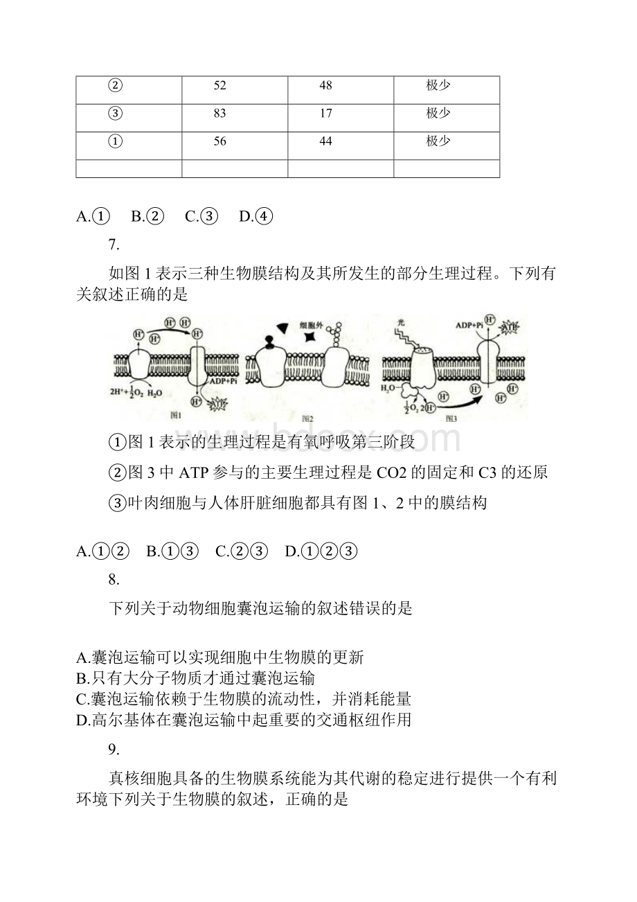 高三生物一轮专项复习生物膜系统的结构与功能综合检测.docx_第3页