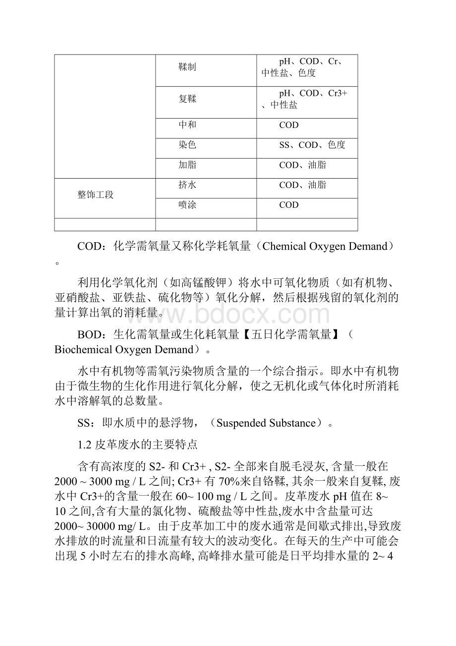 皮革废水和处理工艺水污染处理Word文档格式.docx_第2页