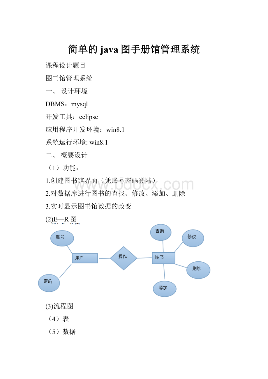 简单的java图手册馆管理系统.docx_第1页