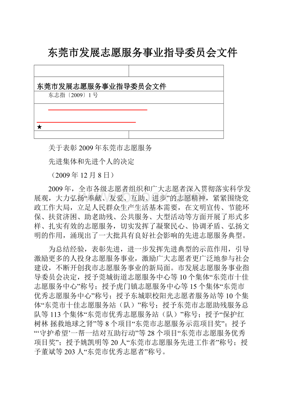 东莞市发展志愿服务事业指导委员会文件文档格式.docx