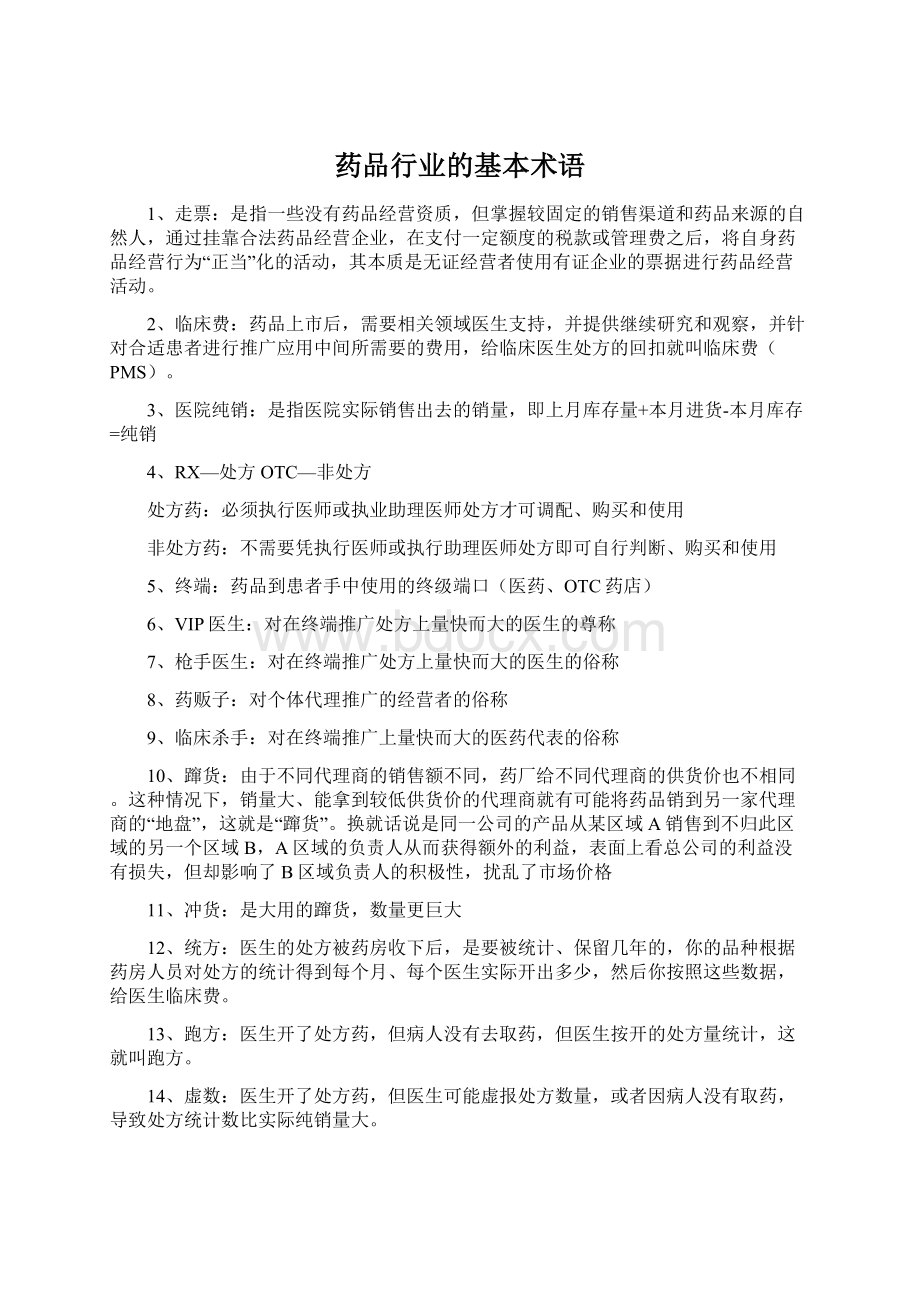 药品行业的基本术语Word文件下载.docx