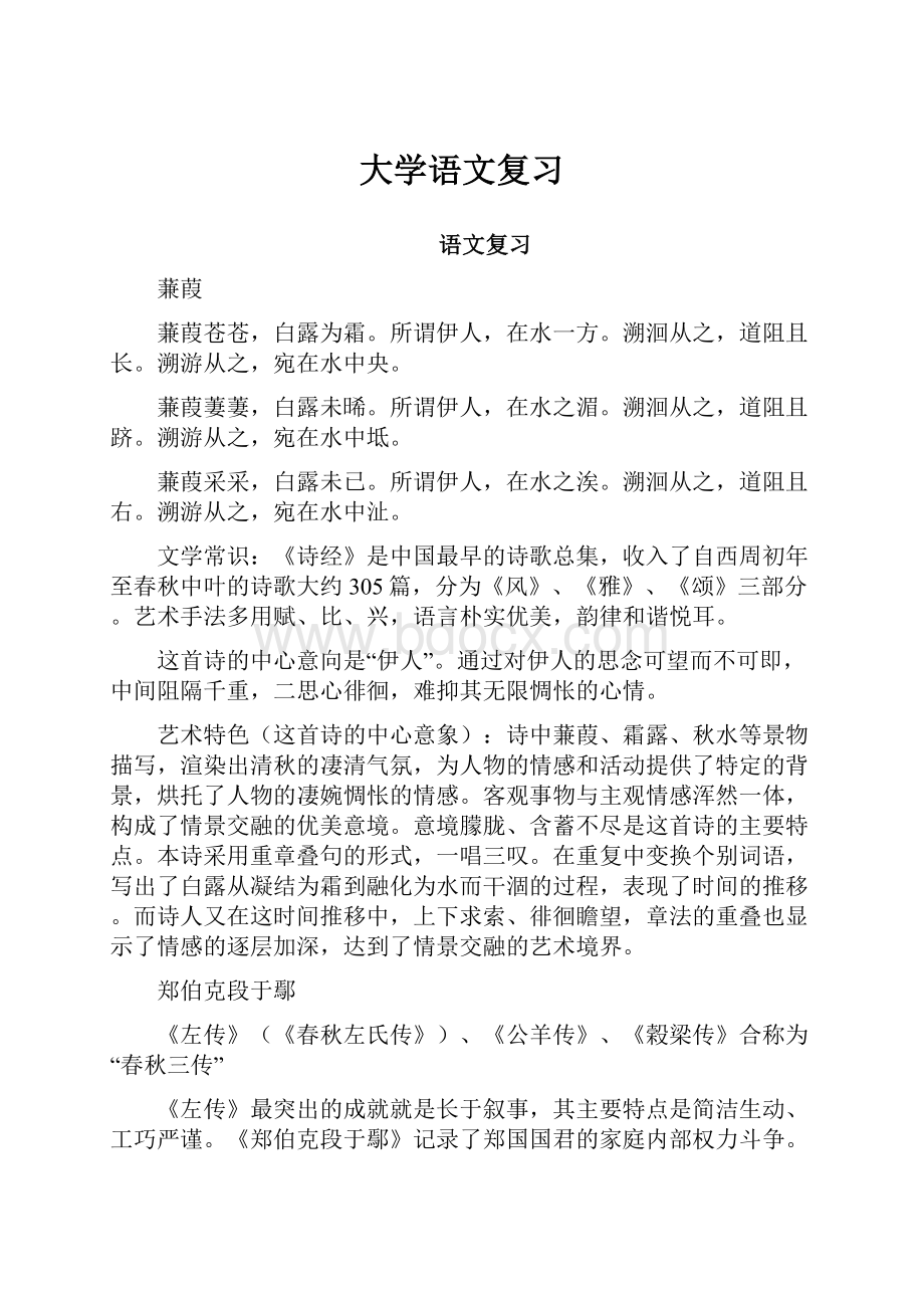 大学语文复习Word格式.docx