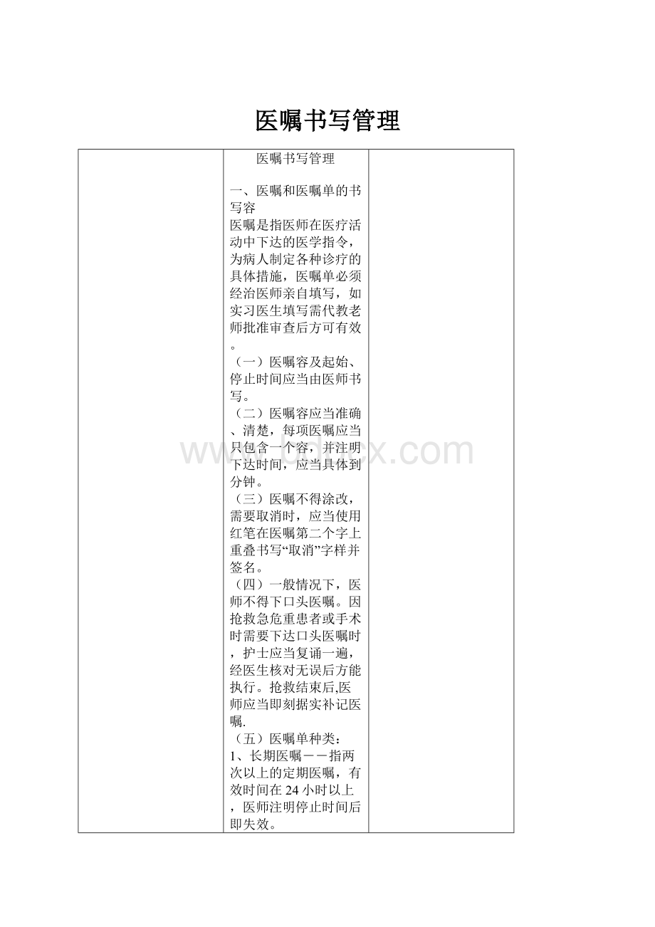 医嘱书写管理Word文档下载推荐.docx_第1页