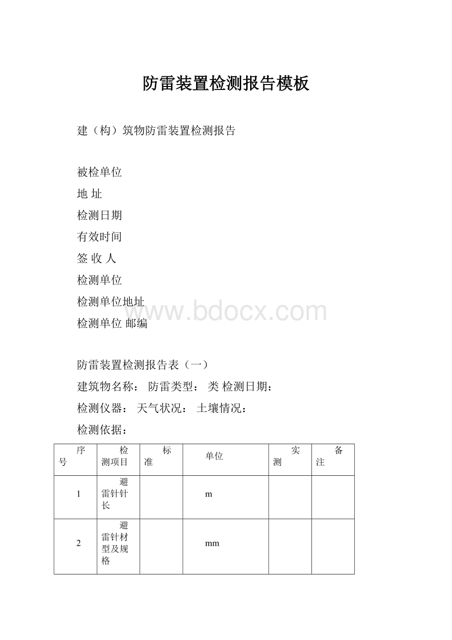 防雷装置检测报告模板Word格式.docx