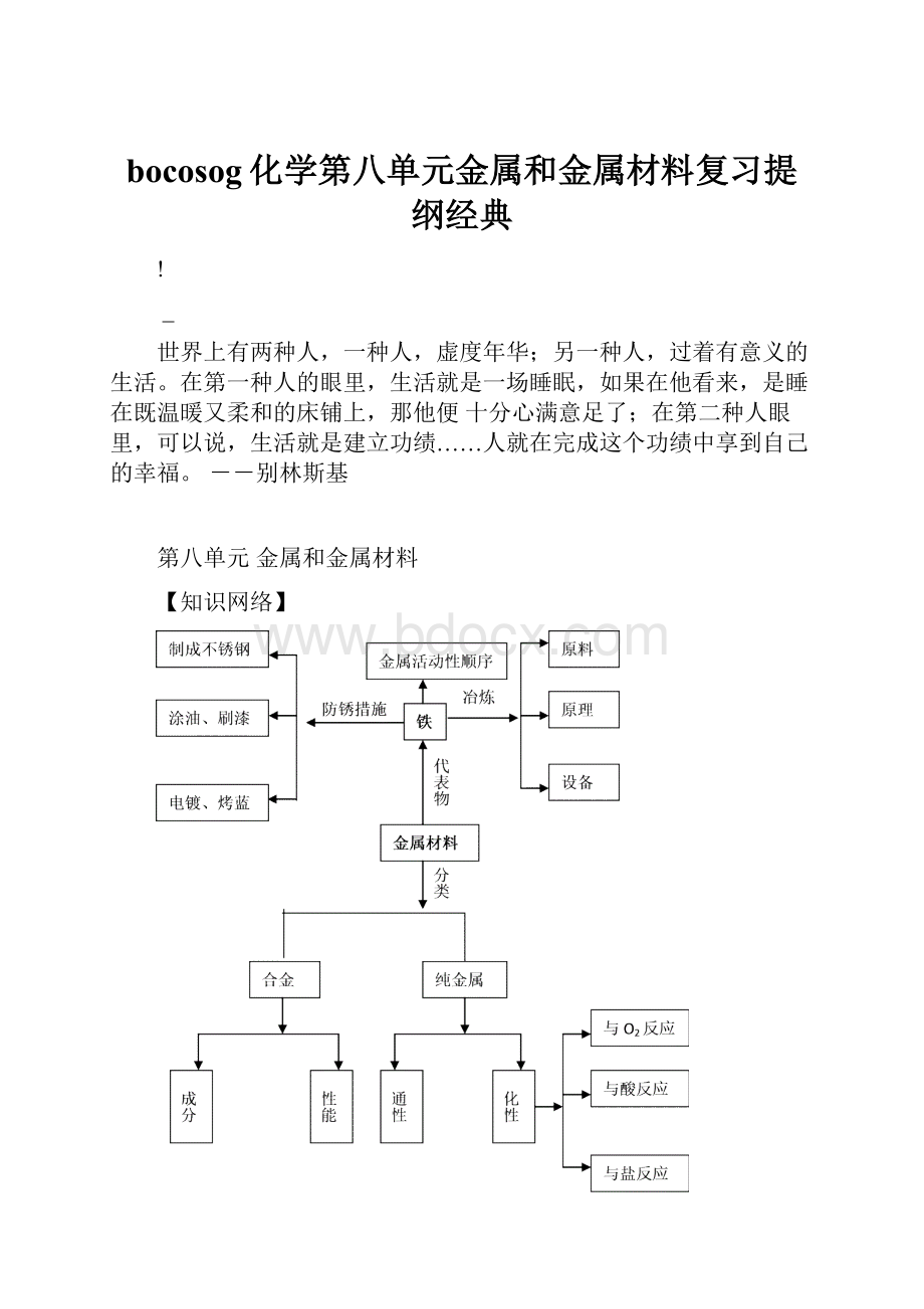 bocosog化学第八单元金属和金属材料复习提纲经典Word文件下载.docx_第1页