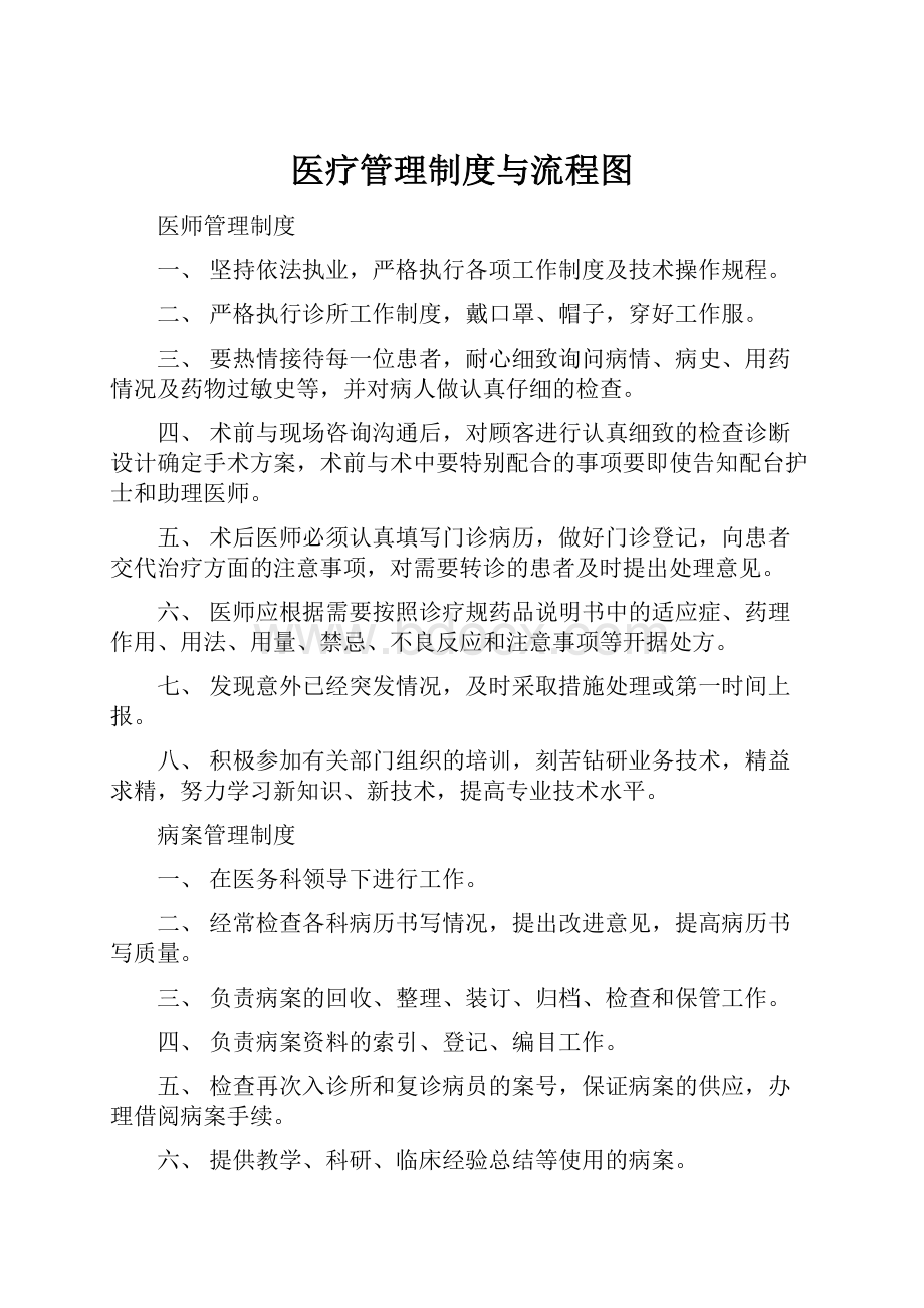 医疗管理制度与流程图Word格式.docx