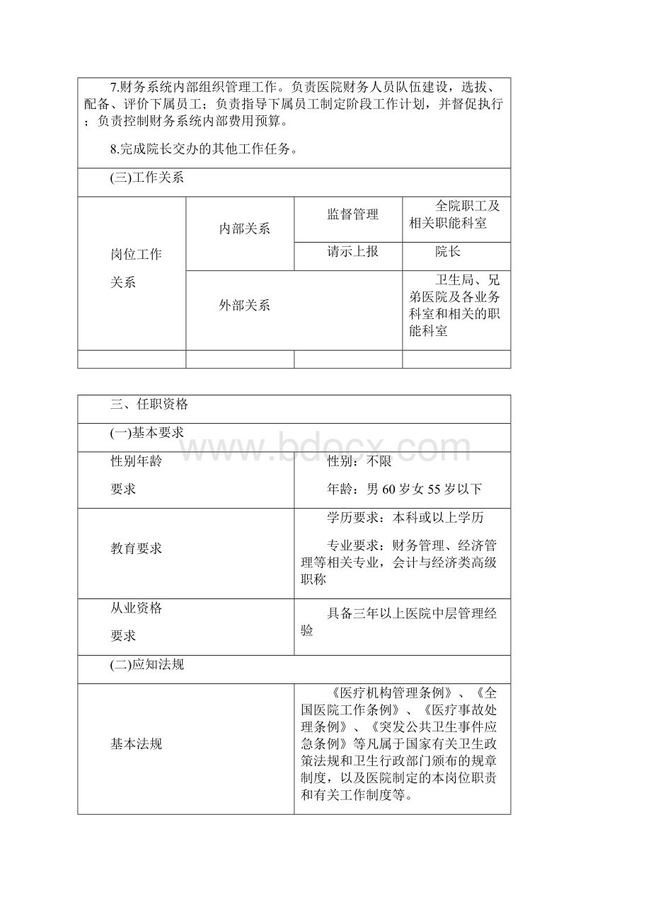 医院财务部岗位说明书教学文稿Word文档下载推荐.docx_第2页