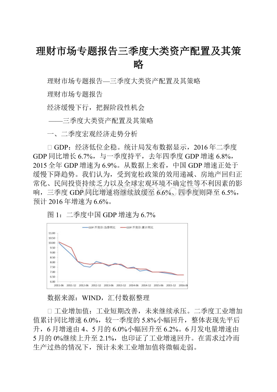 理财市场专题报告三季度大类资产配置及其策略Word下载.docx_第1页