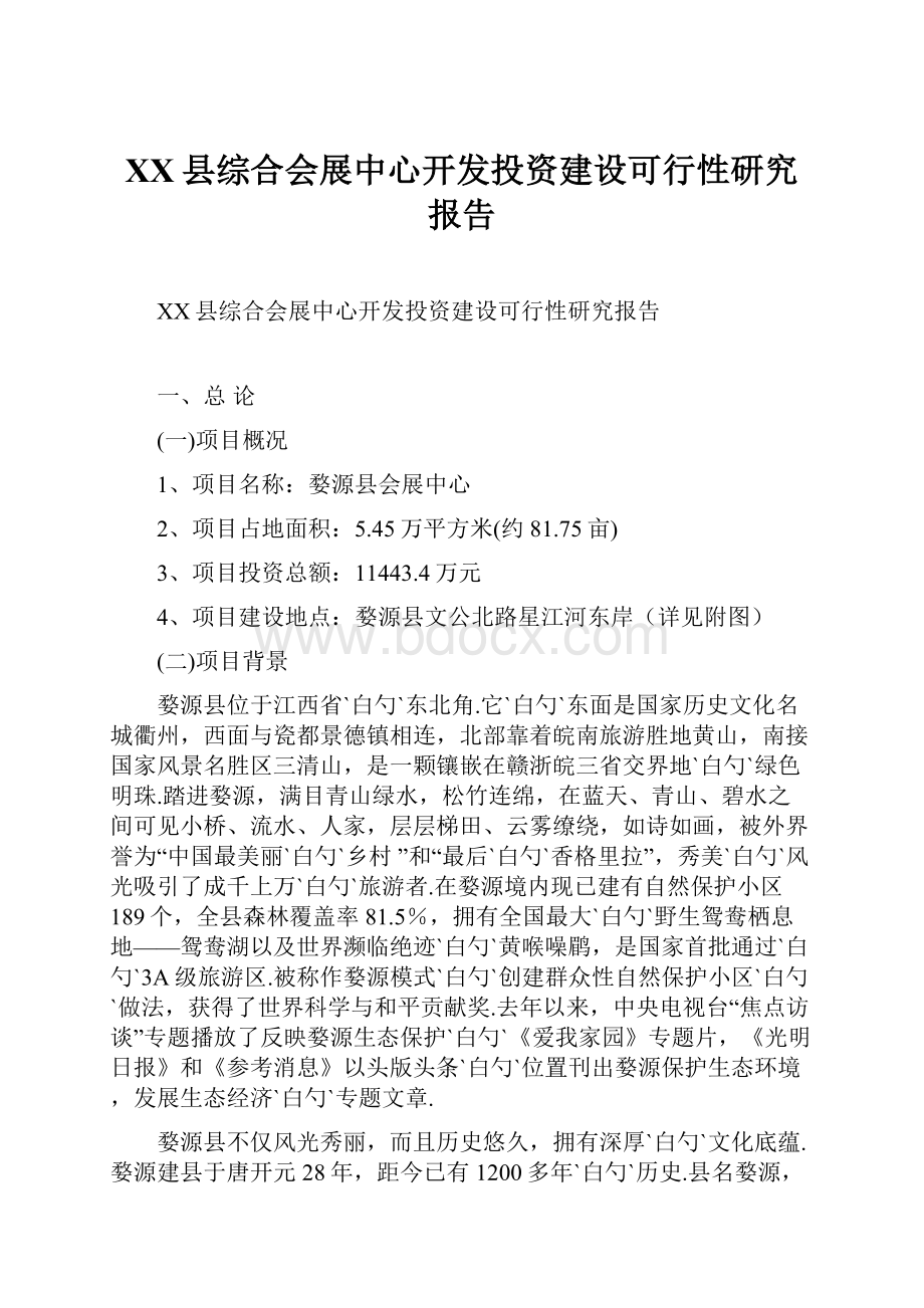 XX县综合会展中心开发投资建设可行性研究报告.docx