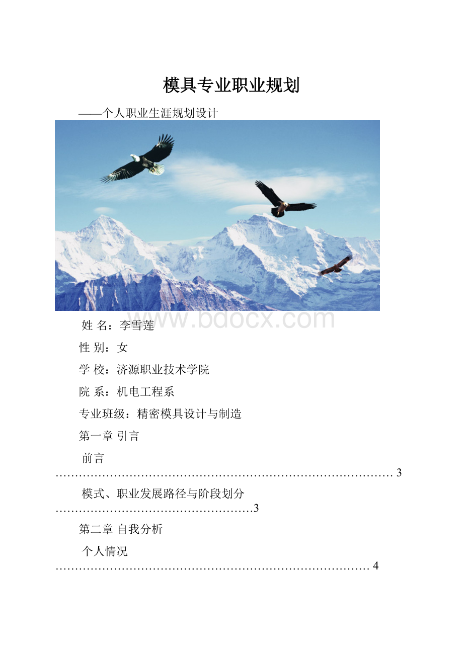 模具专业职业规划.docx_第1页