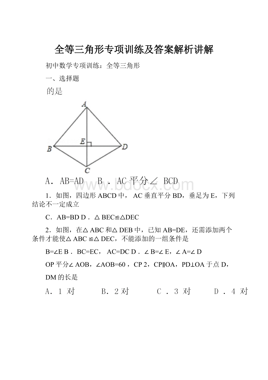 全等三角形专项训练及答案解析讲解Word格式文档下载.docx_第1页