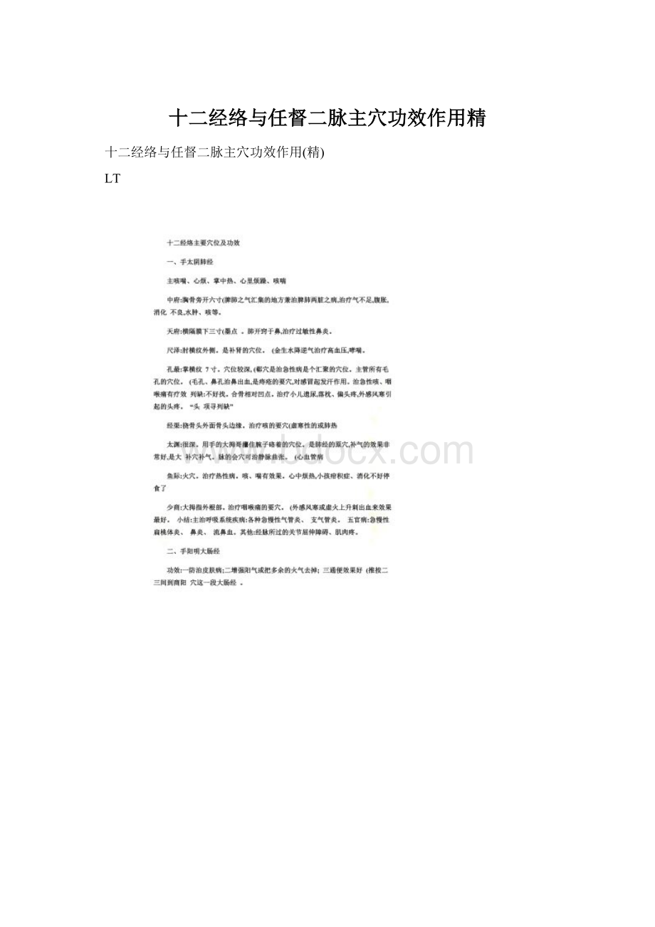 十二经络与任督二脉主穴功效作用精文档格式.docx_第1页