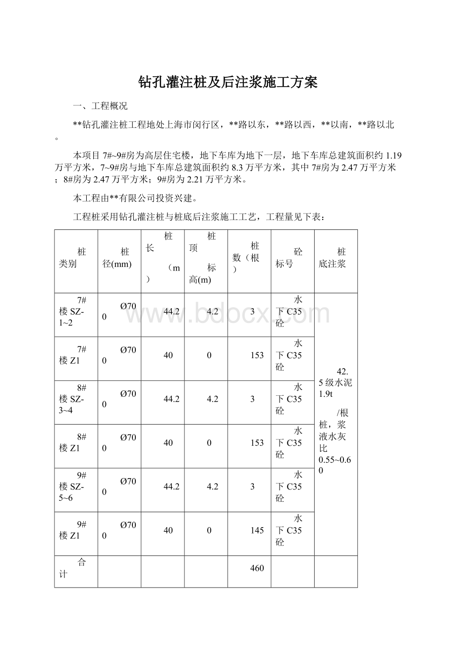 钻孔灌注桩及后注浆施工方案.docx_第1页