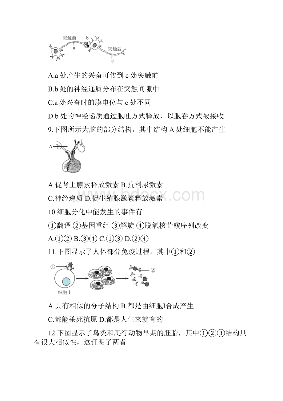 上海市虹口区高三二模生物试题Word版含答案.docx_第3页