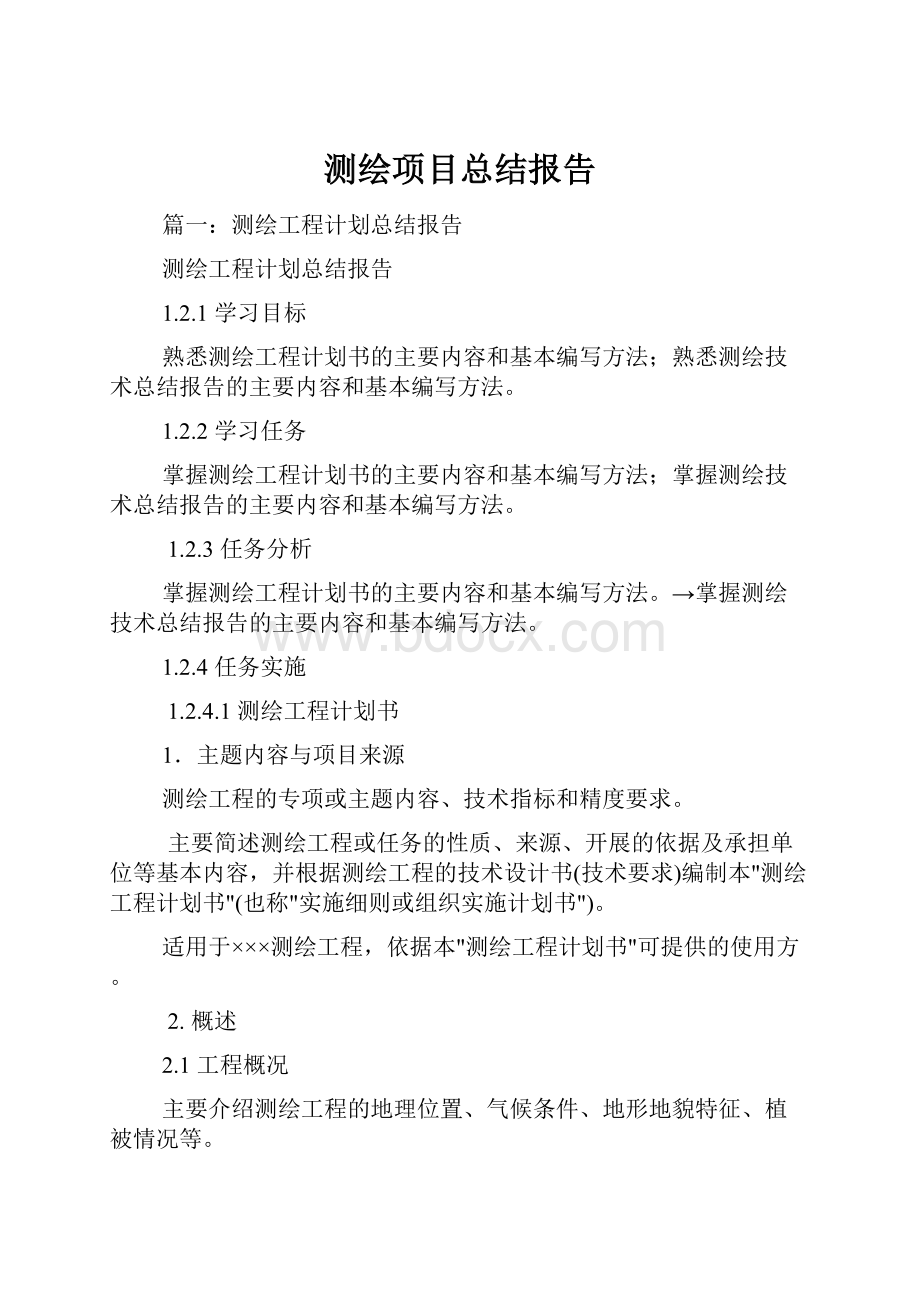 测绘项目总结报告Word文档格式.docx