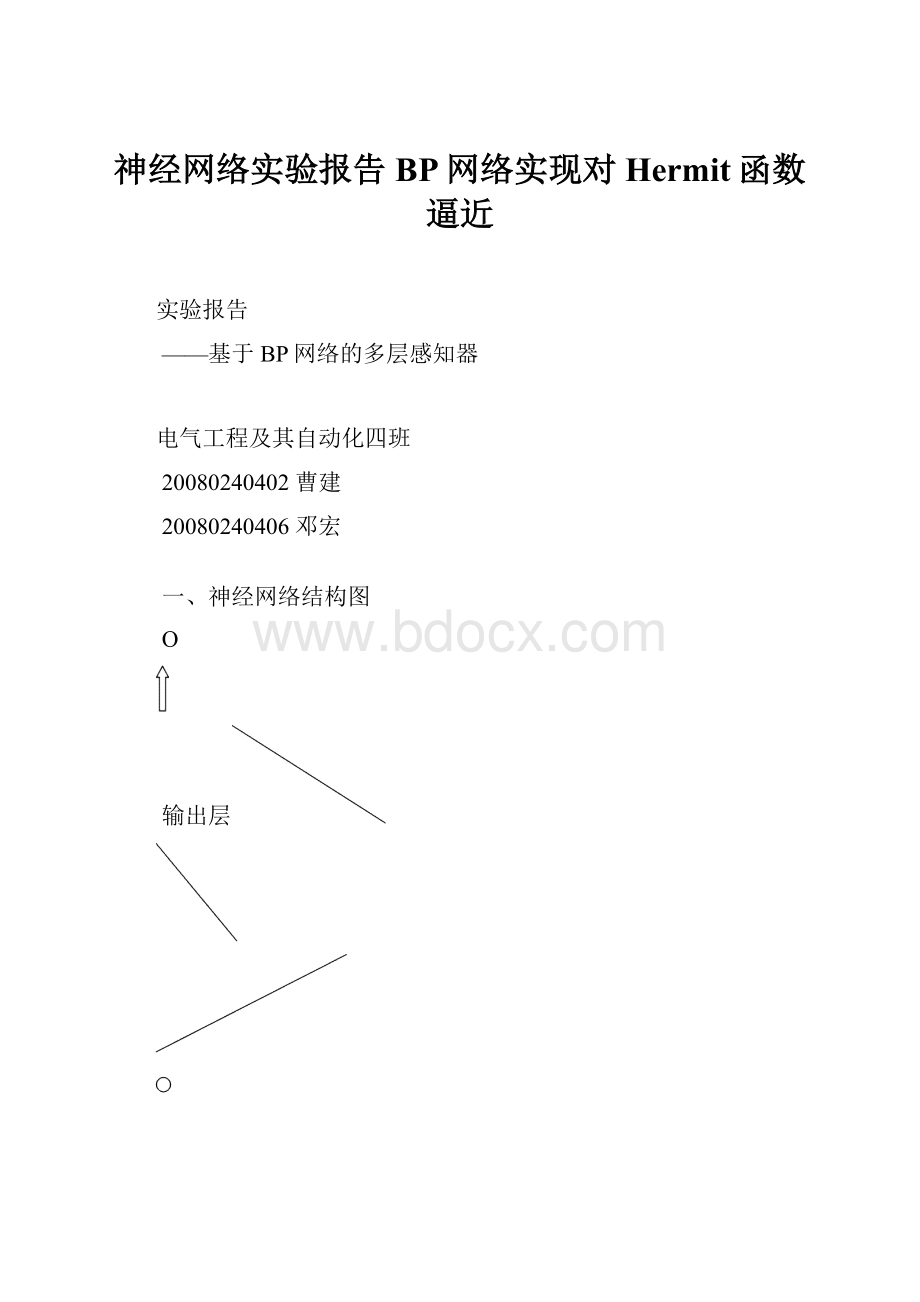 神经网络实验报告BP网络实现对Hermit函数逼近.docx_第1页