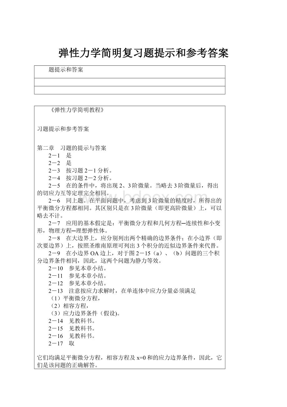 弹性力学简明复习题提示和参考答案.docx