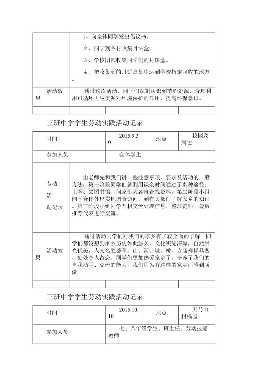 最新三班中学学生劳动实践活动记录.docx_第2页