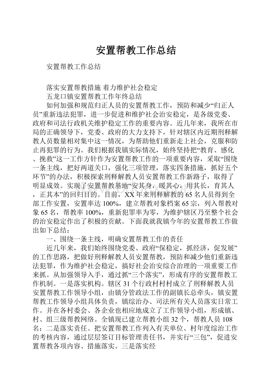 安置帮教工作总结.docx