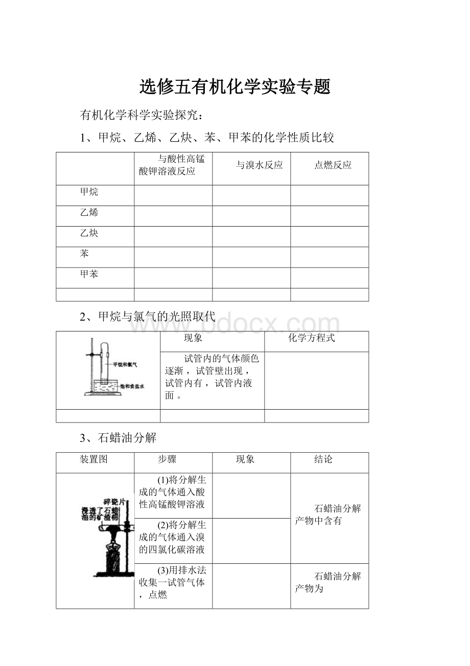 选修五有机化学实验专题Word下载.docx