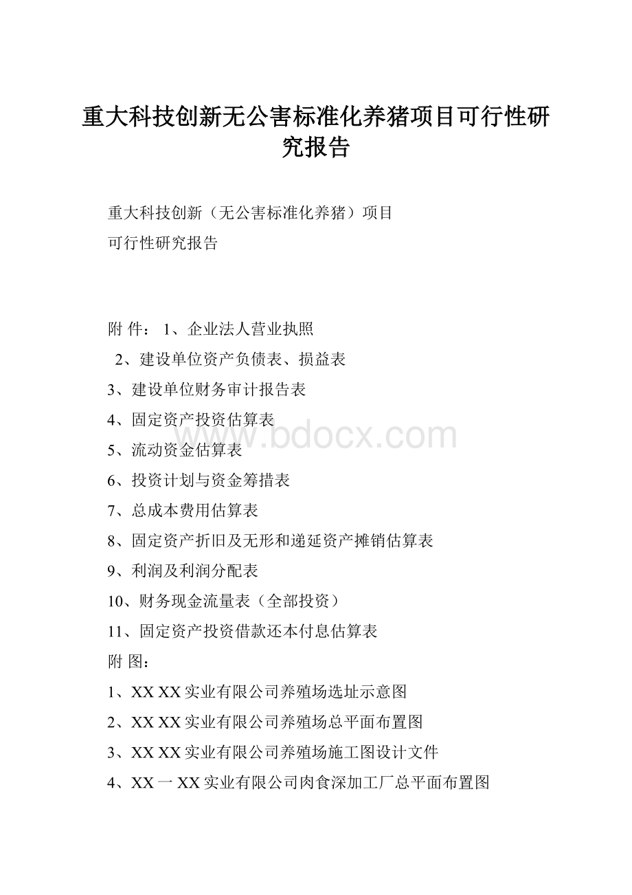 重大科技创新无公害标准化养猪项目可行性研究报告Word下载.docx