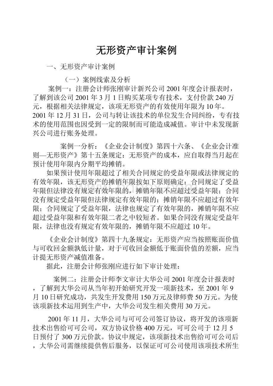 无形资产审计案例Word文档格式.docx