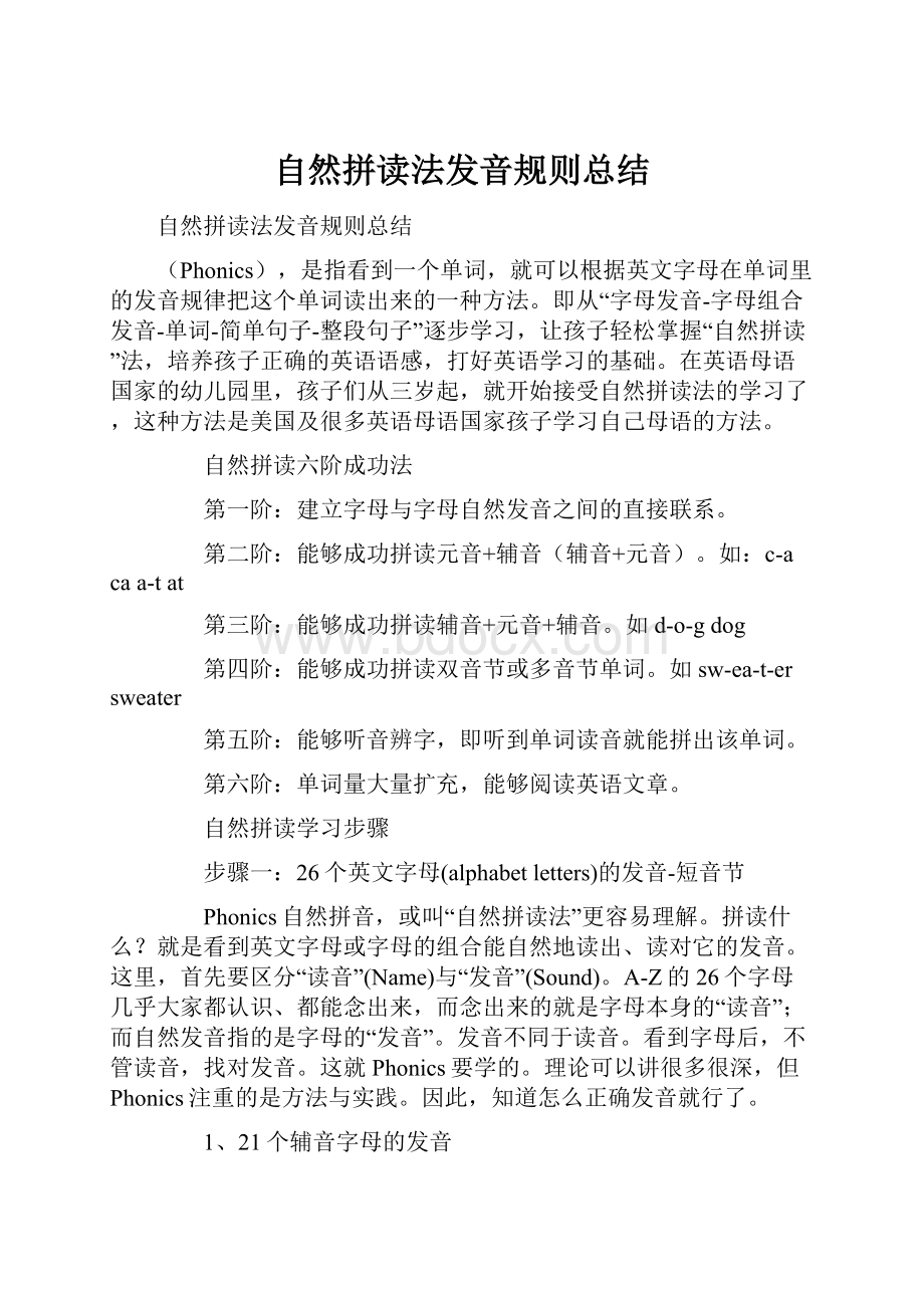 自然拼读法发音规则总结Word下载.docx_第1页