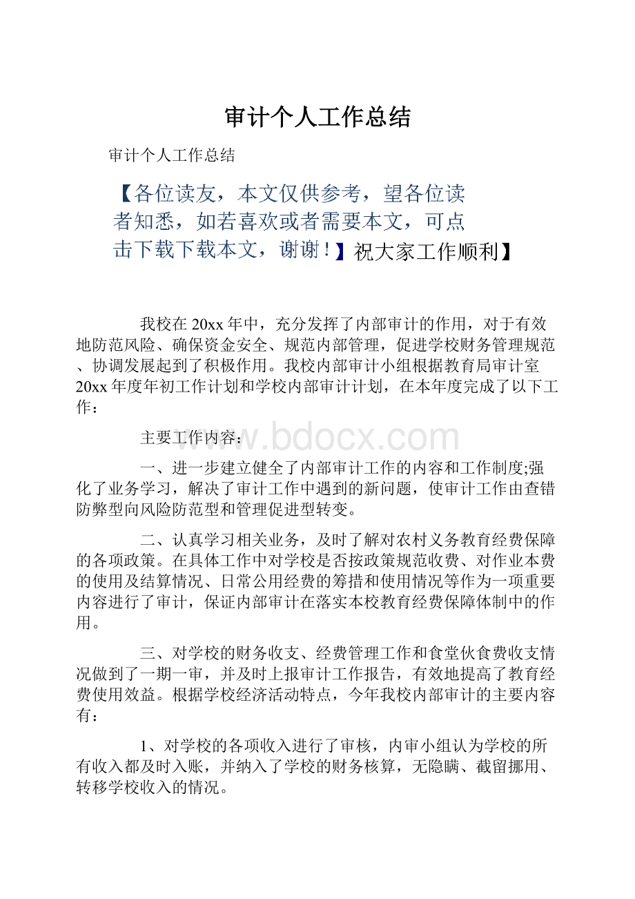 审计个人工作总结.docx