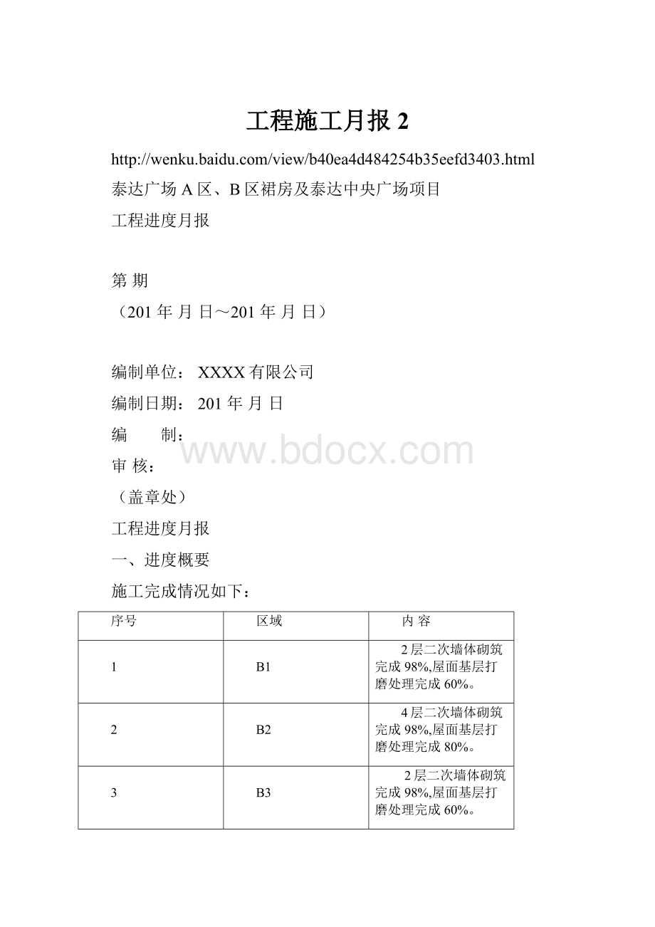 工程施工月报2.docx