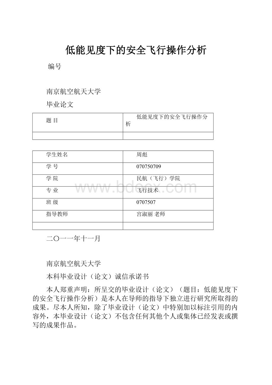 低能见度下的安全飞行操作分析文档格式.docx