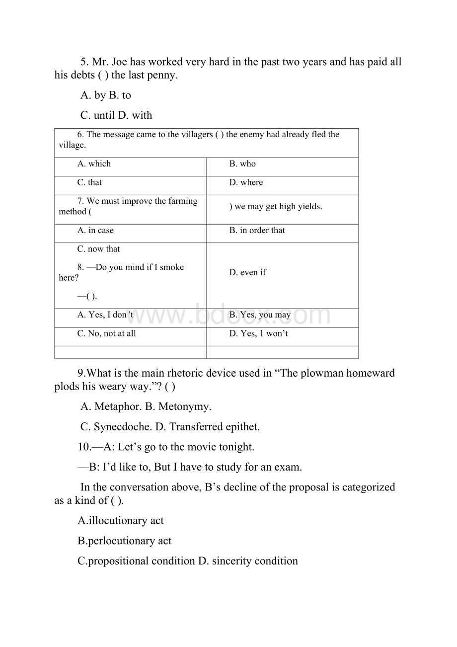 上教师资格证高级英语真题Word文档下载推荐.docx_第2页