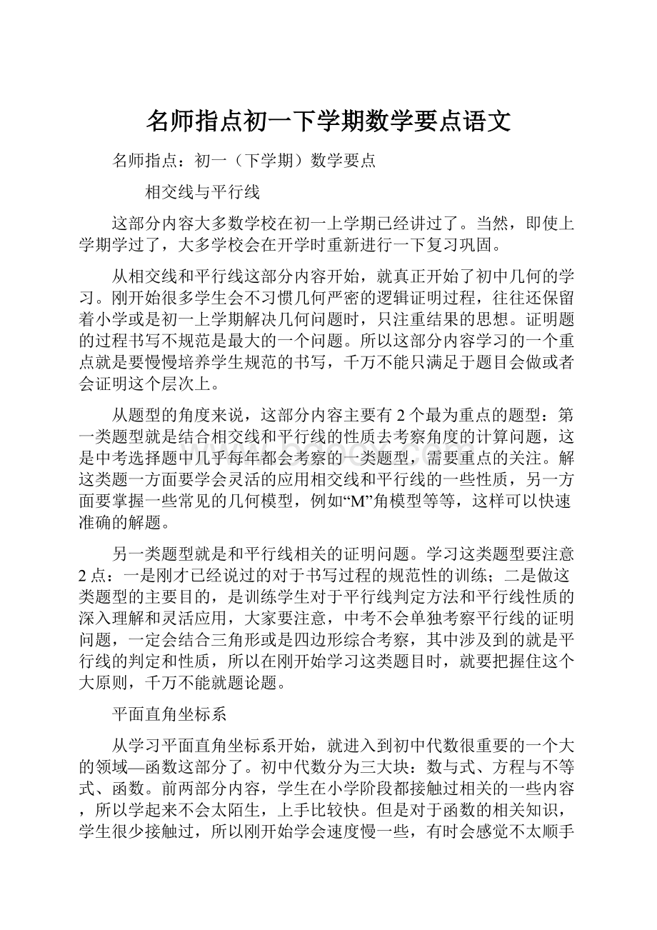 名师指点初一下学期数学要点语文.docx_第1页