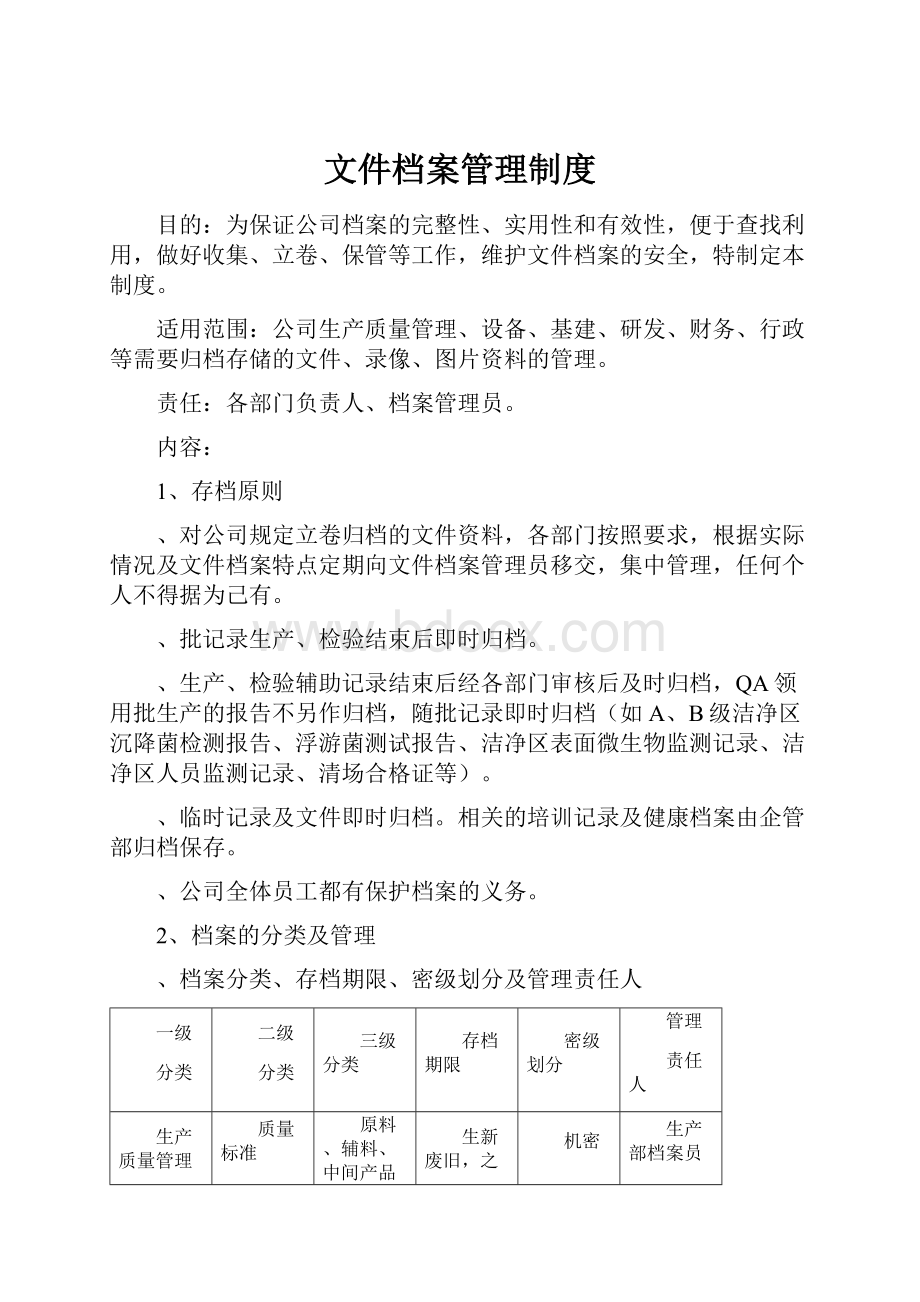 文件档案管理制度Word文档下载推荐.docx