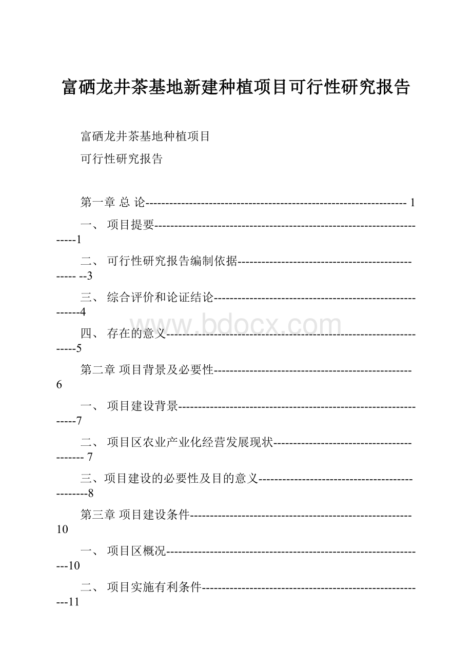 富硒龙井茶基地新建种植项目可行性研究报告Word文档格式.docx