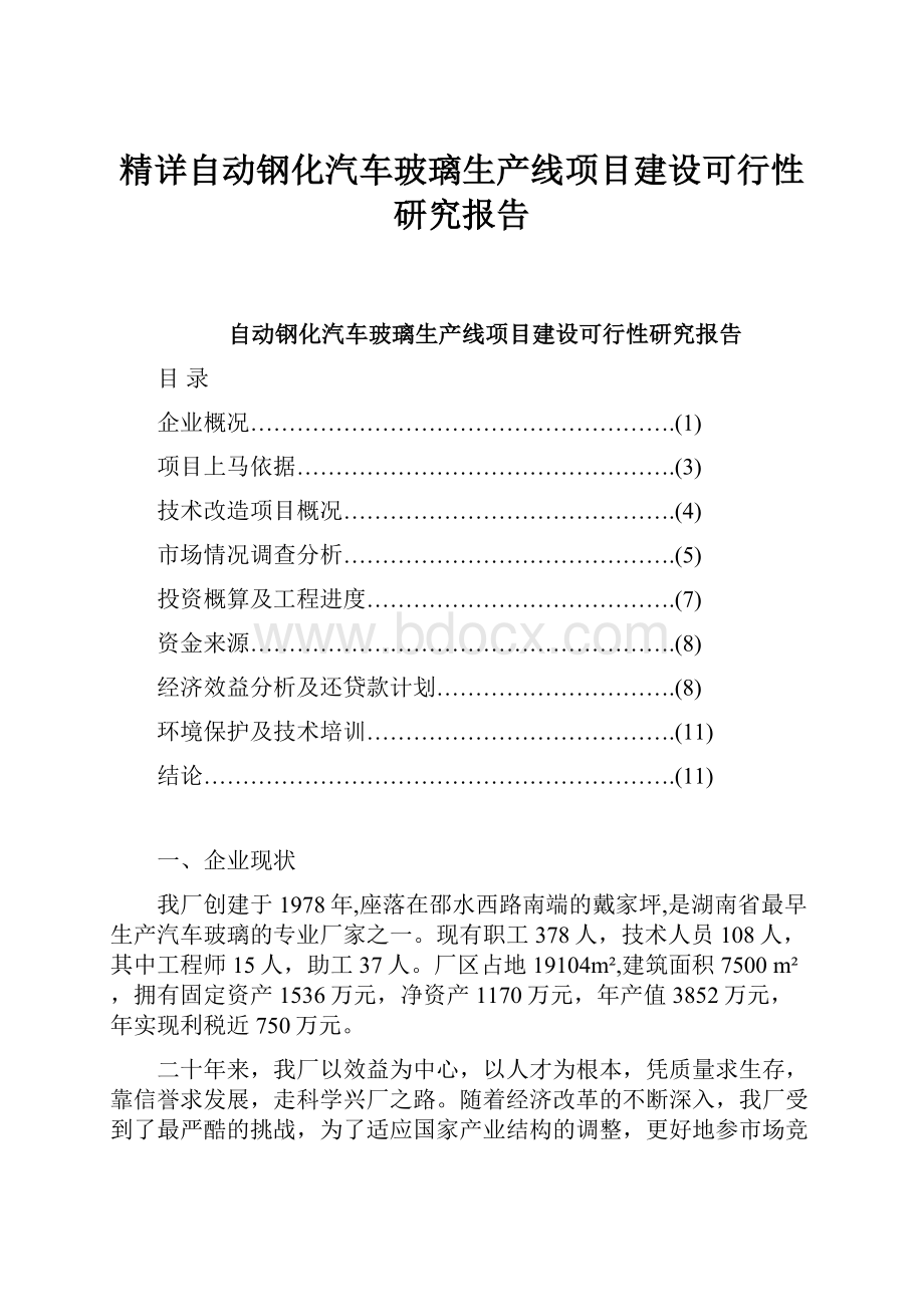 精详自动钢化汽车玻璃生产线项目建设可行性研究报告.docx