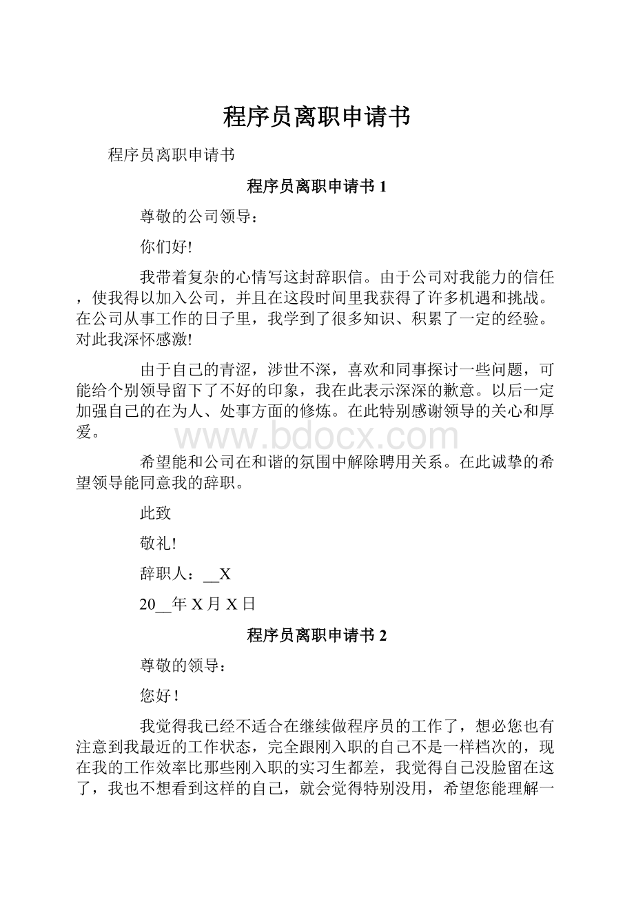 程序员离职申请书文档格式.docx