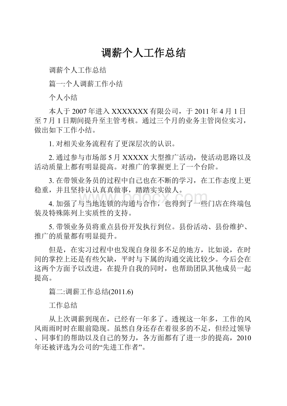 调薪个人工作总结文档格式.docx