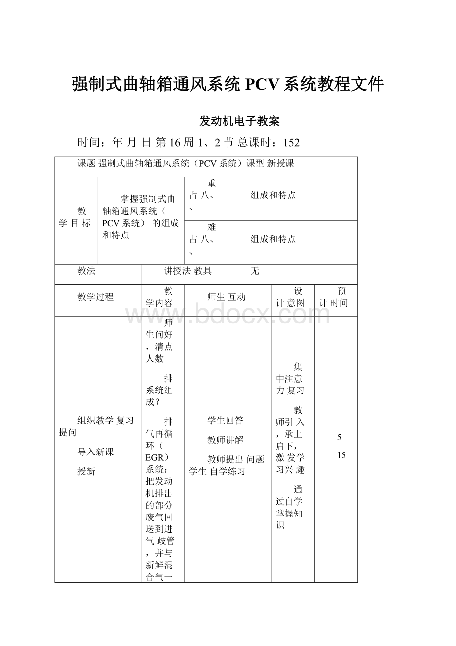 强制式曲轴箱通风系统PCV系统教程文件.docx