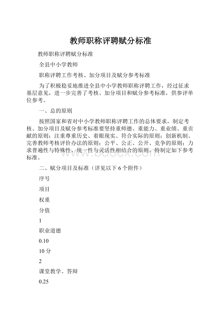 教师职称评聘赋分标准.docx_第1页