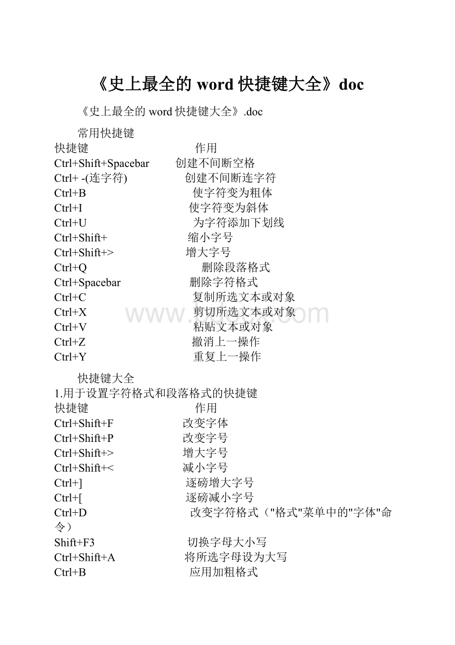 《史上最全的word快捷键大全》docWord格式.docx_第1页