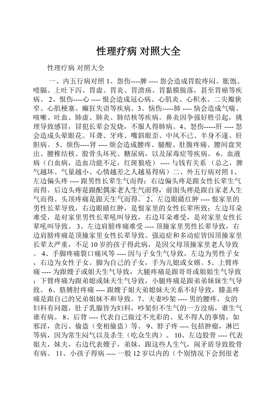 性理疗病 对照大全文档格式.docx