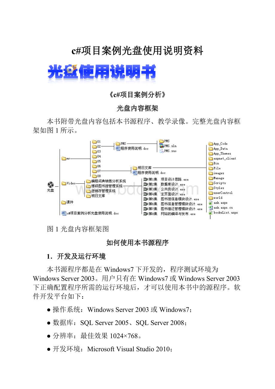 c#项目案例光盘使用说明资料.docx