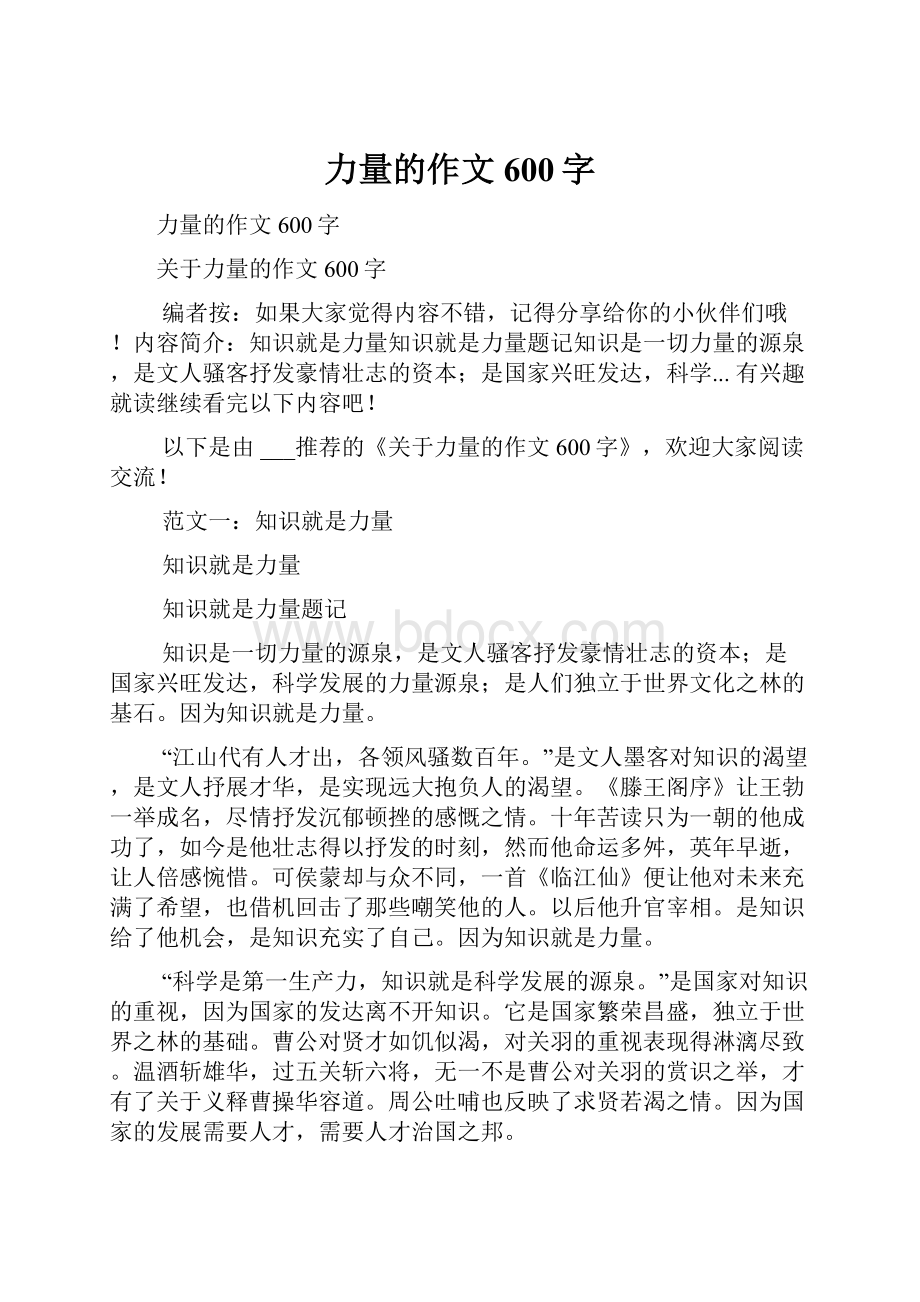 力量的作文600字.docx